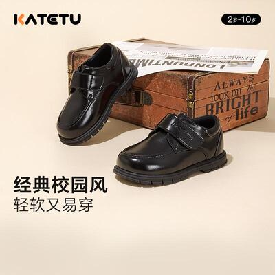 男童皮鞋加绒2024新款演出小黑鞋