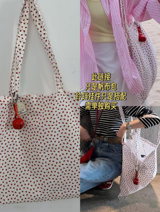 BrandyMelville BM帆布袋平替 草莓印花单肩包 托特包