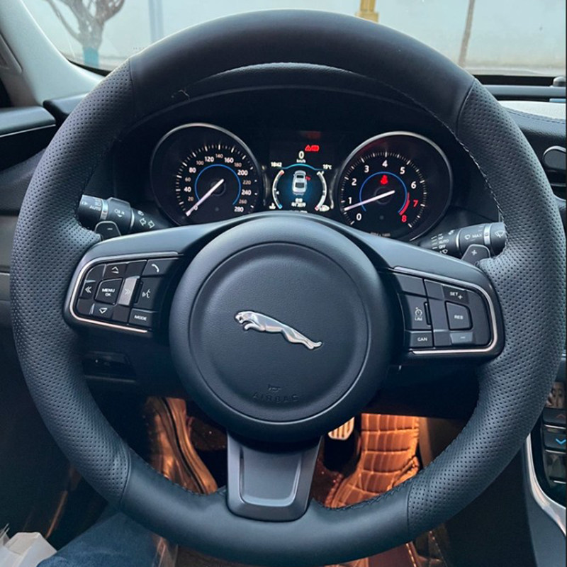 专用捷豹XEL方向盘套手缝真皮XJ女士四季通用翻毛皮XFL冬季F-PACE
