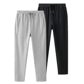 男冬季 宽松直筒休闲长裤 加绒灰色裤 春秋季 子男针织纯棉卫裤 运动裤