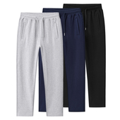 百搭灰色卫裤 纯棉运动裤 加绒大码 子男春秋冬季 男宽松直筒休闲长裤