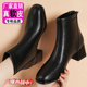 2025新款 全牛皮真皮短靴女马丁靴女秋冬靴子女方头法式 女鞋 瘦瘦靴
