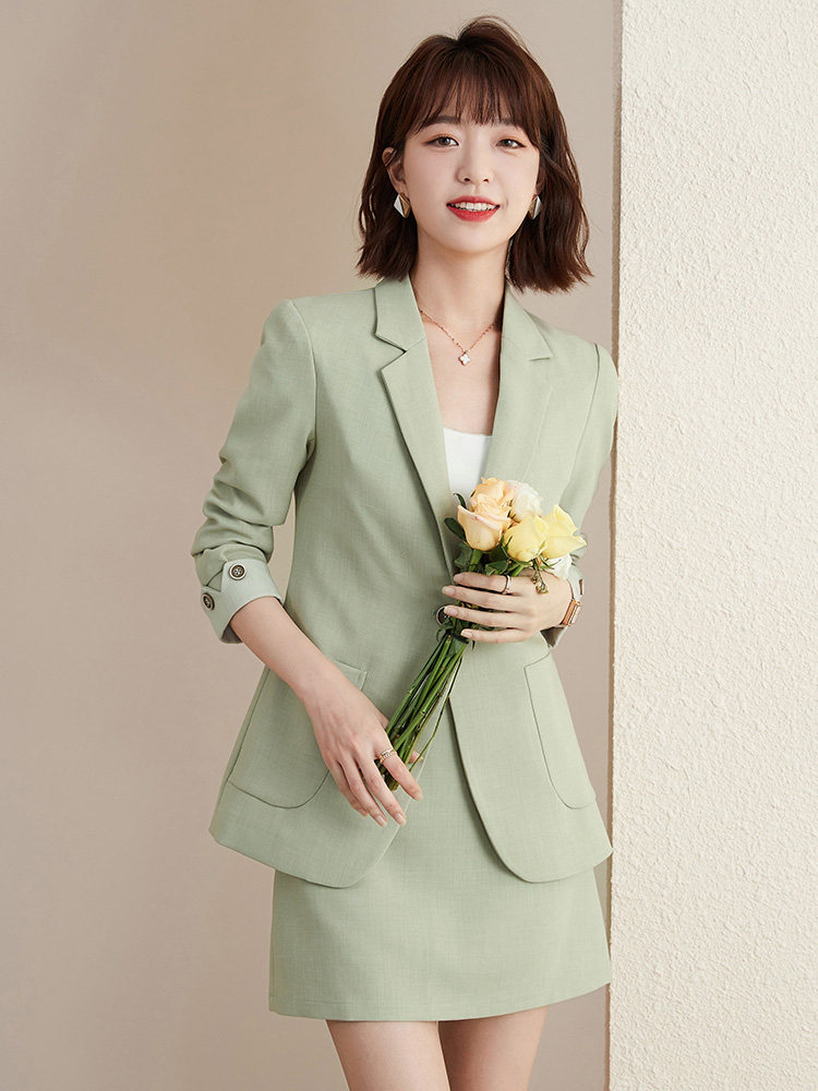 PINK TEMPERAMENT PROFESSIONAL SUIT A-LINE SKIRT SUIT FEMALE FORMAL WEAR TEACHER FRONT DESK RECEPTION WORKPLACE WORK CLOTHES AUTUMN