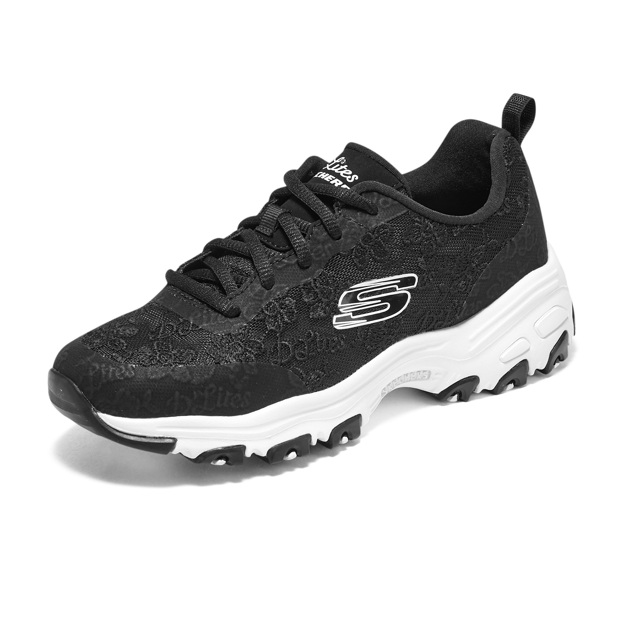 Skechers斯凯奇夏季镂空蕾丝透气女鞋厚底增高老爹鞋休闲运动鞋