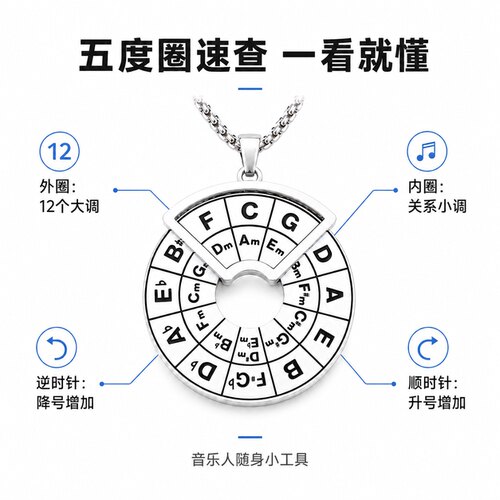 五度圈和弦功能级数乐理挂件