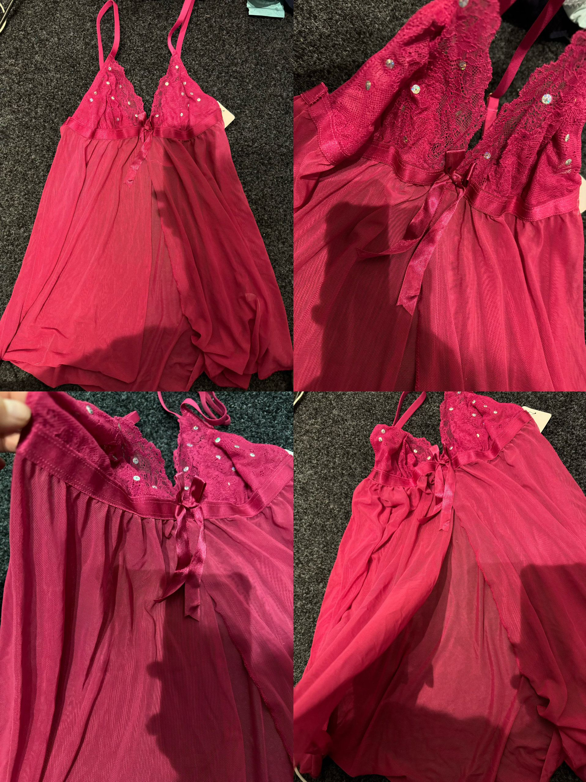 外 单 蜜桃浆果枚骚粉欧美风蕾丝透视性感吊带裙家居服睡裙
