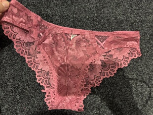 外 锈红皮粉 4i风交叉带拼波点花卉蕾丝女士三角内裤 130-155斤