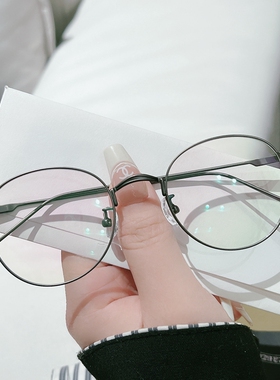 超轻圆框GM防蓝光护目近视眼镜大脸显小可配度数女小红书眼睛架男