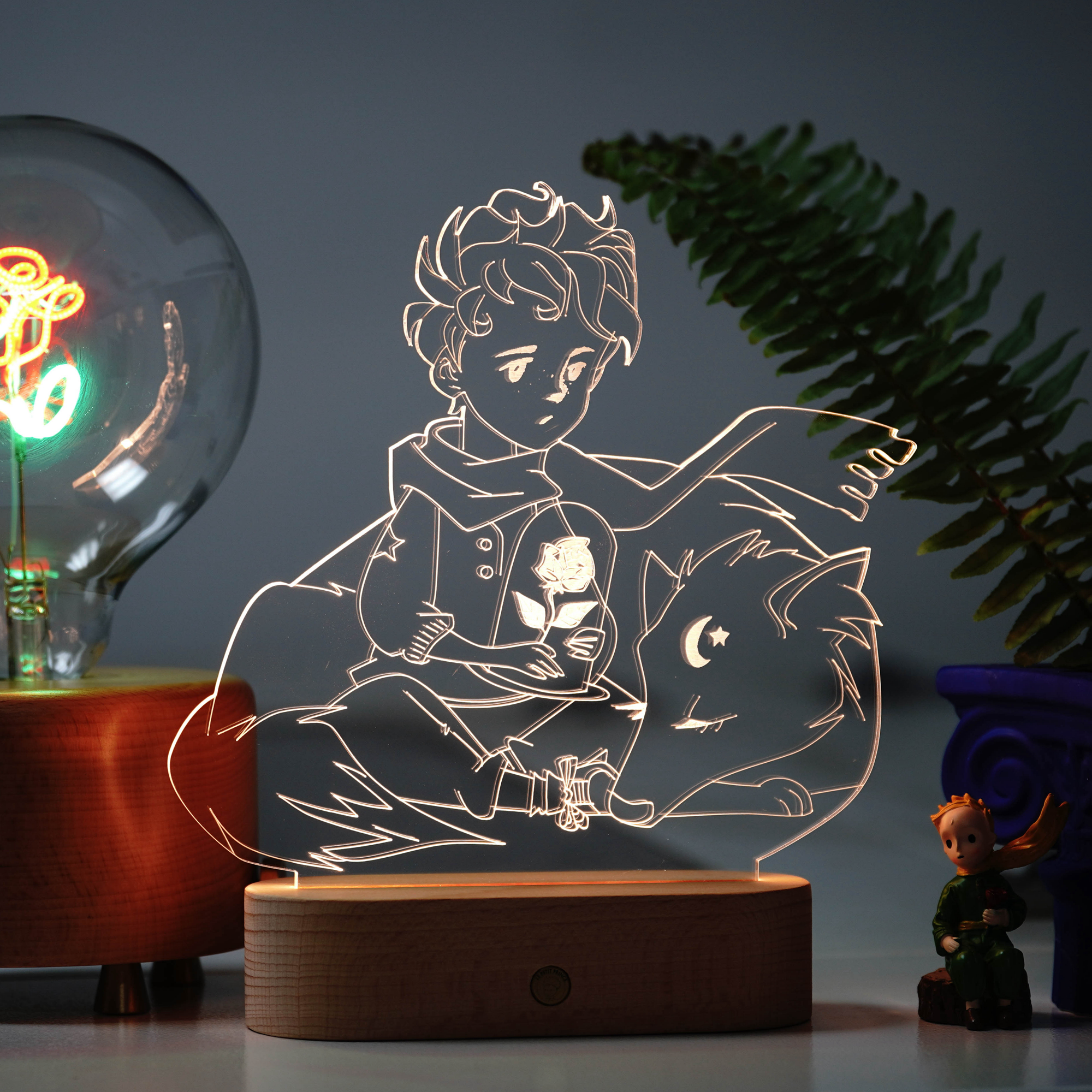 ins小王子玫瑰花童话网红夜灯