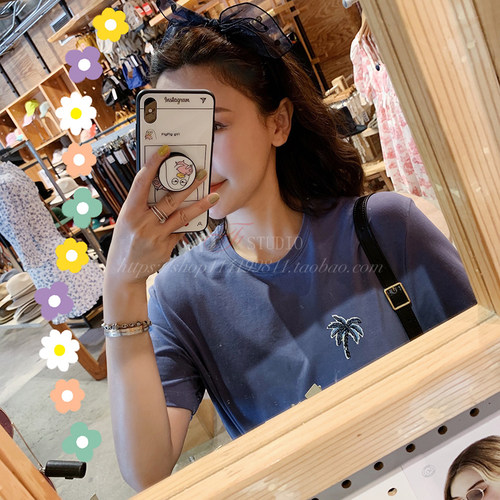 zow小辣椒度假风新品bi刺绣短袖