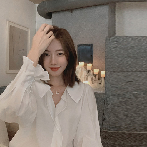 ◆Flora衬衫~气质花瓣袖翻领上衣早秋衬衫女设计感小众
