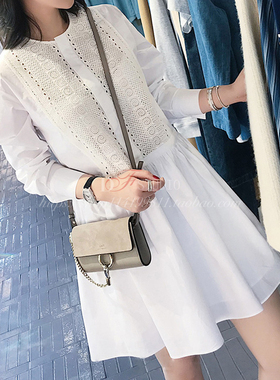 ZOW小辣椒2018春季新品水溶绣花拼接连衣裙 Z18038