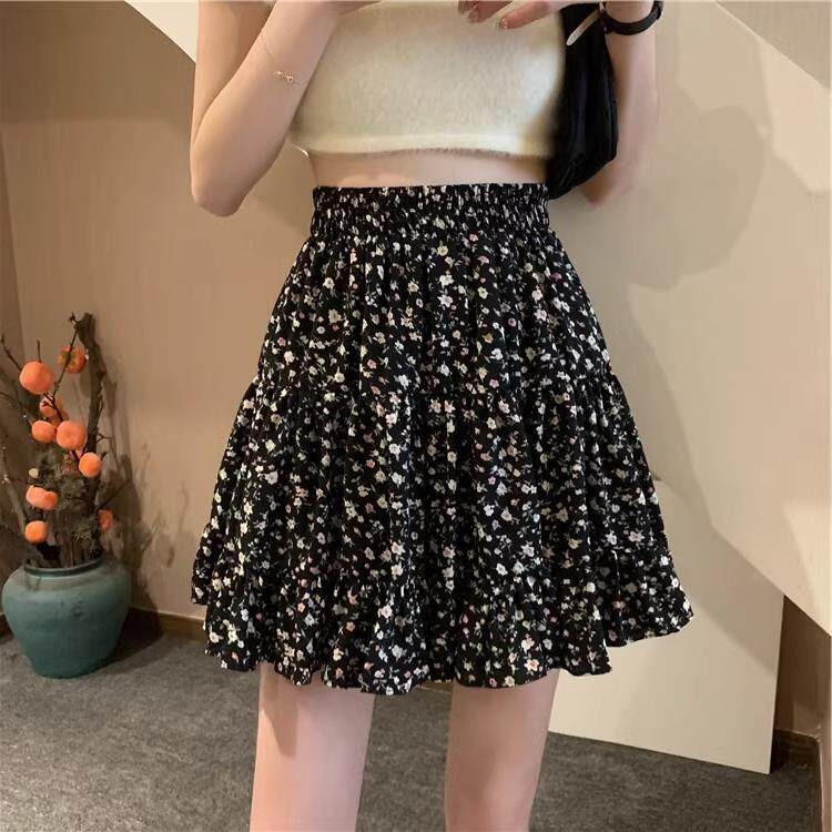 碎花小雏菊半身裙女防走光夏季2026新款雪纺荷叶边甜美a字短裙裤