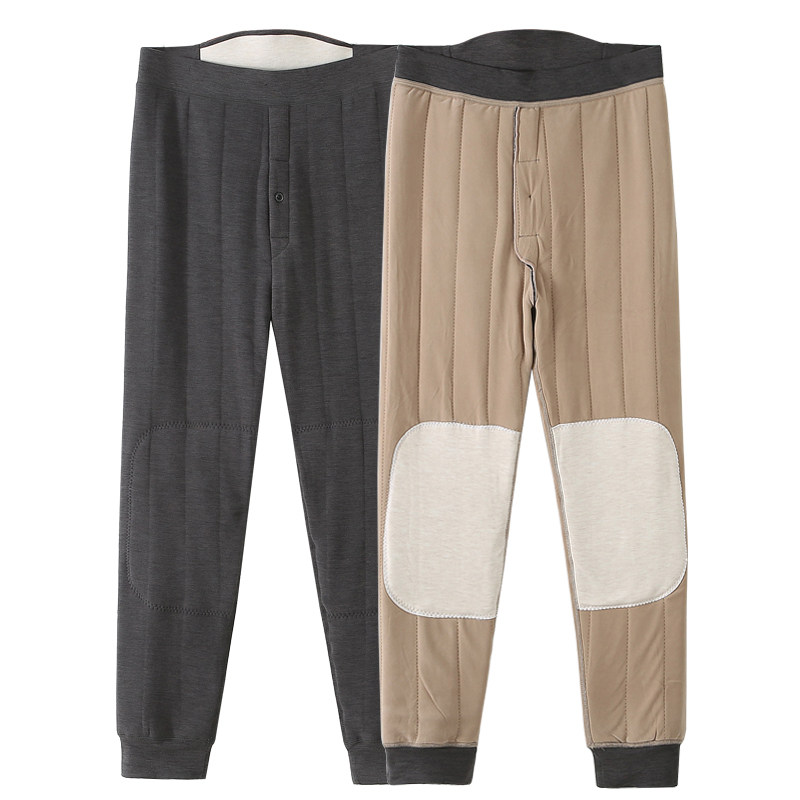 男士棉裤冬季加绒中厚保暖裤内穿弹力大码贴身厚线裤高腰护膝绒裤