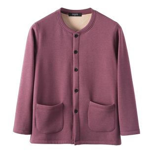 冬季加绒加厚开衫外套中老年女士保暖上衣妈妈加肥大码针织衫棉袄