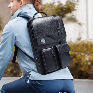 轻薄电脑双肩包男士高级感商务15寸电脑包大容量超薄背包学生书包