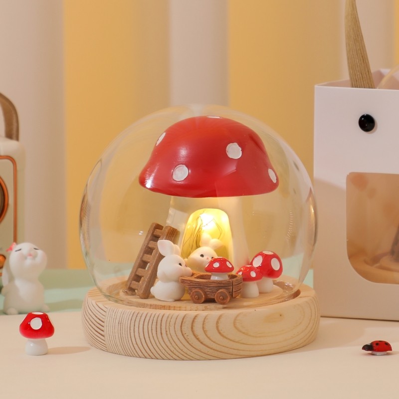 可爱蘑菇小兔子小夜灯生日礼物女