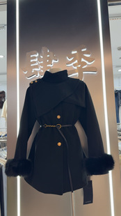 2025秋冬新款韩系高级感收腰显瘦名媛风外套女高领围脖辣妹大衣潮