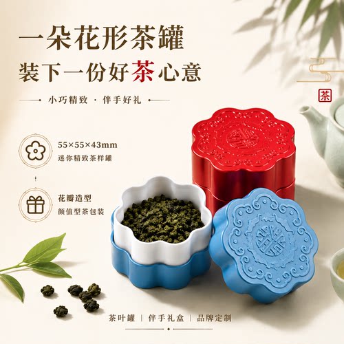 花形小茶罐精致收纳一罐茶香