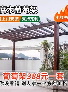 定制特价户外防腐木葡萄架庭院爬藤碳化木长廊花园实木凉亭简易花