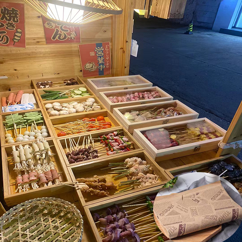 日式烧鸟木盒透明收纳盒子展示盒