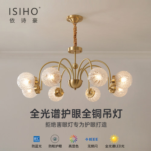 依诗豪客厅吊灯简约风全铜吸顶灯