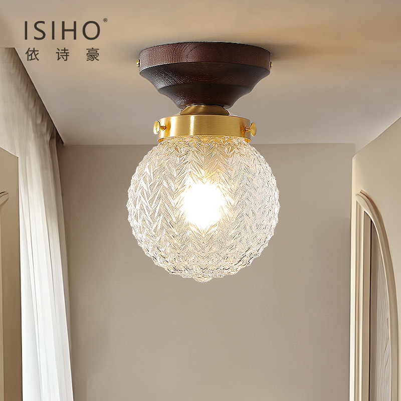 依诗豪 入户玄关灯 法式复古中古过道灯走廊灯胡桃木衣帽间阳台灯