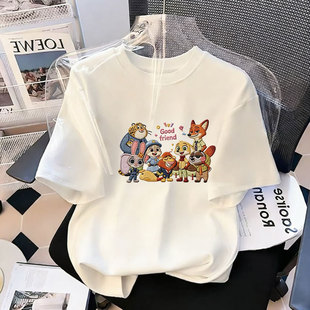 儿童洋气宽松大童女孩夏季 2026新款 卡通上衣体恤 夏装 女童纯棉短袖