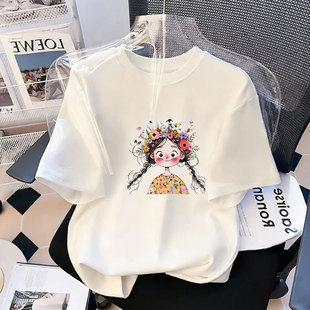 儿童洋气大童女孩纯棉宽松体恤圆领上衣 2026新款 女童短袖 t恤夏装