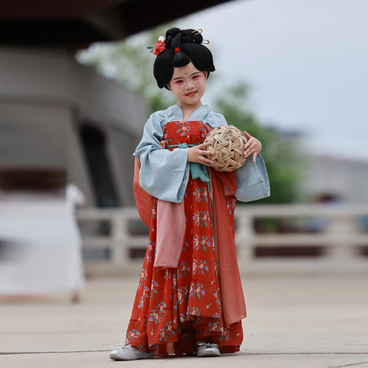 女童中国风齐胸襦裙唐朝古装显瘦汉服套装古风儿童古典舞蹈演出服