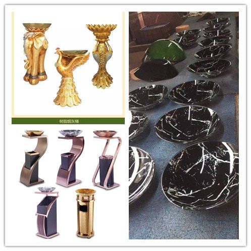 玻璃盆星级酒店大堂灭烟盘垃圾桶