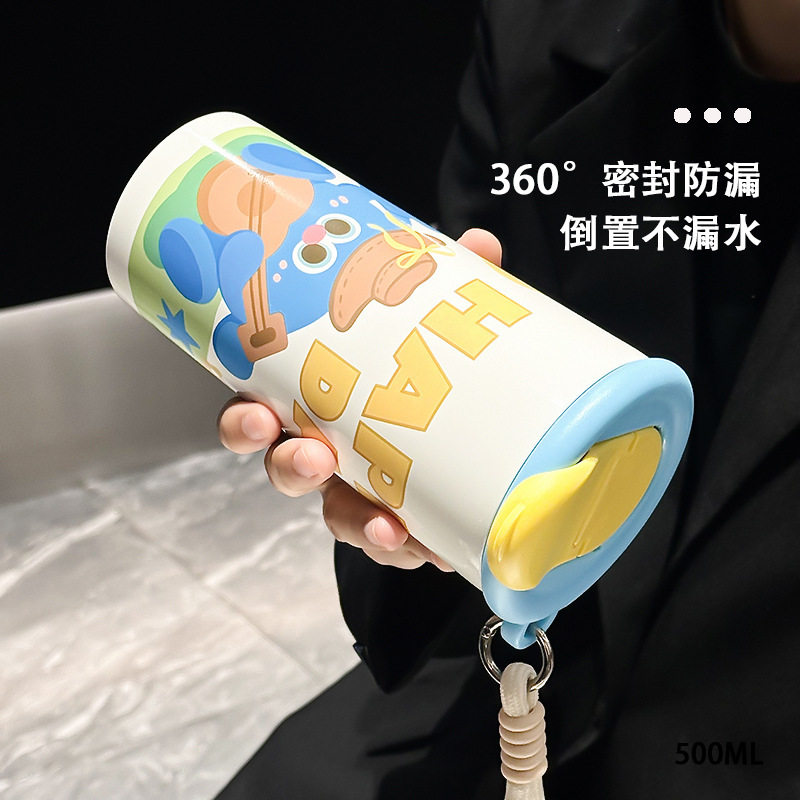 高颜值双层真空咖啡水杯便携女生不锈钢双饮ins风创意水杯保温杯