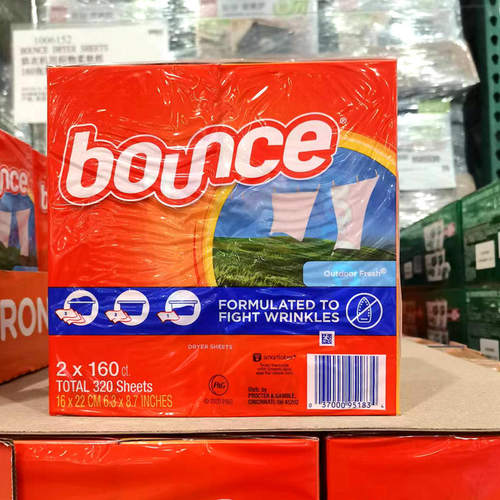 开市客代购Bounce美国进口邦氏烘干机织物衣物柔顺用纸清香型