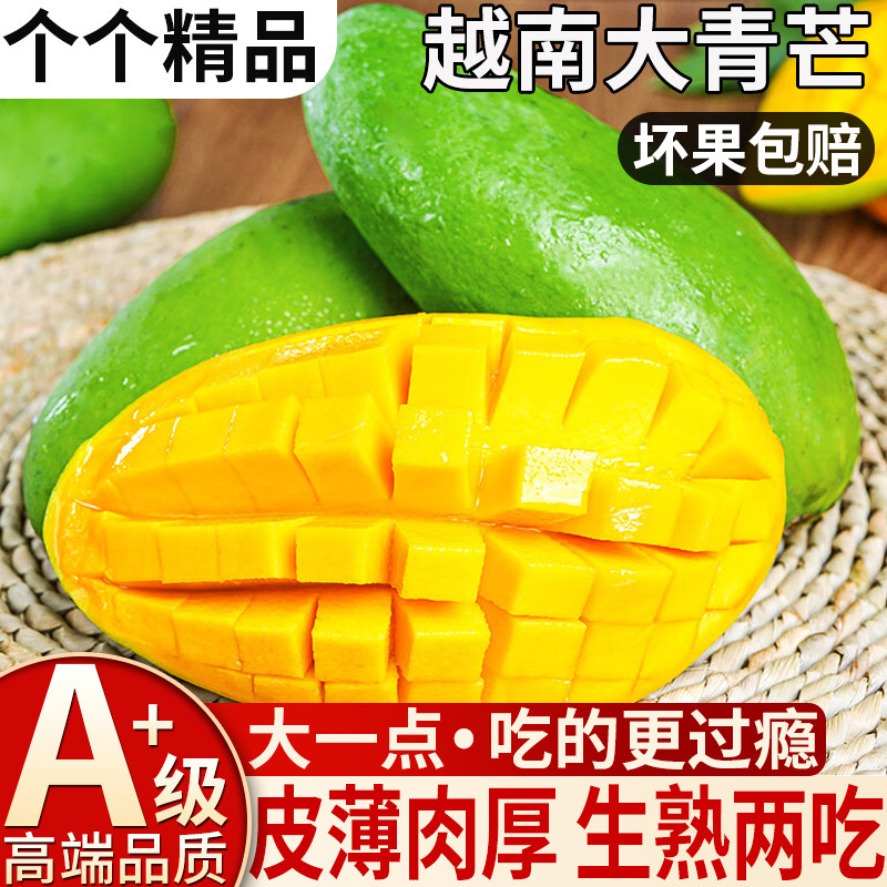 越南大青芒果脆甜青皮芒果生熟两吃薄皮肉厚甜心芒果当季新鲜水果