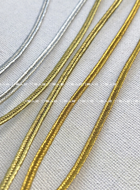 0.3/0.5cm黑白金银红色蛇腹带凹带细绳人字带精致旗袍制服装镶边