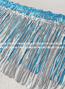 17cm宽新款金银红色亮片闪闪流苏花边辅料服装工舞台演出装饰织带