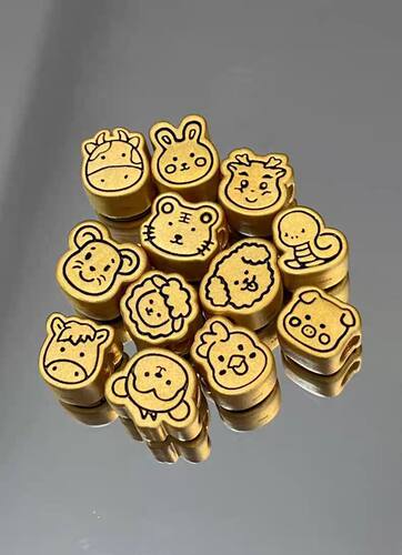 999足金饼干十二生肖转运珠黄金生肖本命年串珠3D硬金宝宝手链女