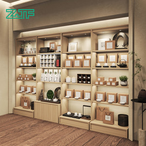 众匠坊茶叶店铺货架展示柜商用茶具带灯白酒陈列架展架可设计图纸