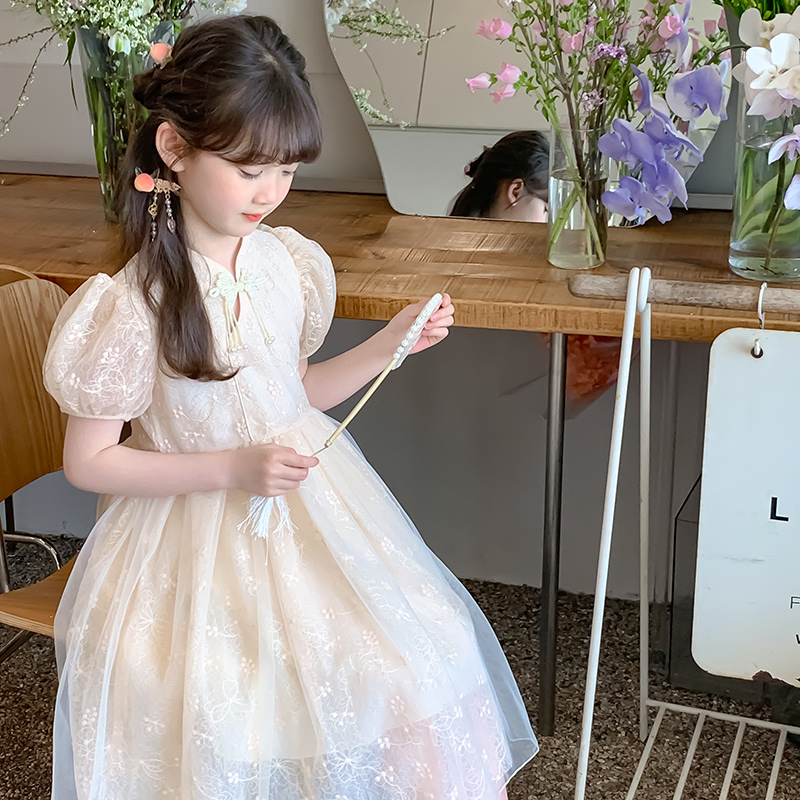 女童汉服连衣裙夏装2025新款儿童裙子夏季新中式小女孩中国风纱裙