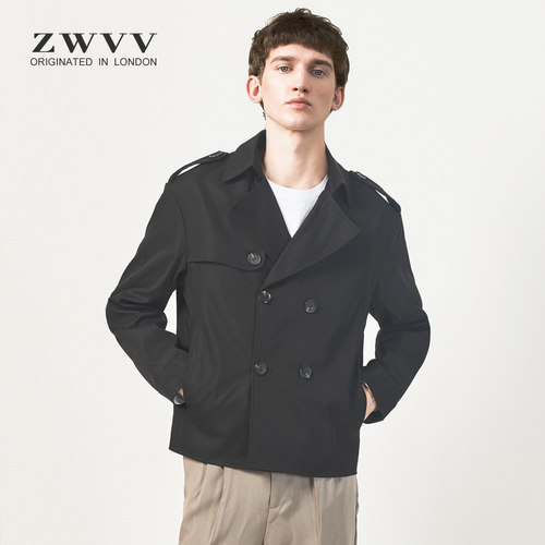 ZWVV秋季新款风衣男中长款英伦风休闲潮流帅气短款简约韩版男外套