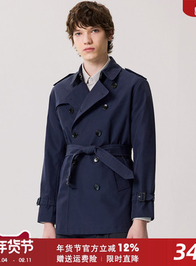 高级感战壕风衣男士短款修身青年中长款休闲防风雨英伦双排扣外套