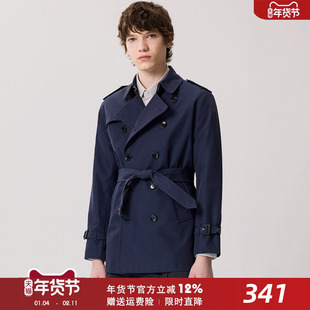 高级感战壕风衣男士短款修身青年中长款休闲防风雨英伦双排扣外套