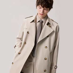 防泼水Trench coat 男士短款战壕风衣英伦休闲双排扣中长款潮外套