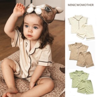 女童睡衣套装 春夏欧美童装 男童家居服亲子装 a类短裤 儿童纯棉短袖