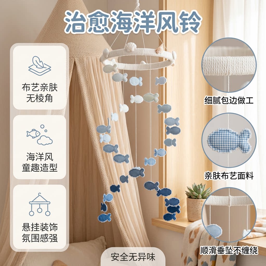 【成品】双螺旋海洋小鱼风铃七夕生日送对象闺蜜节日礼品与材料包