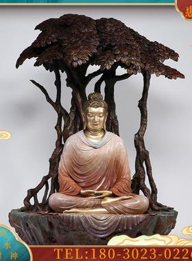 铜雕 释迦摩尼佛像 《鹿野苑悟道》铜像 纯铜成道佛释迦佛摆件