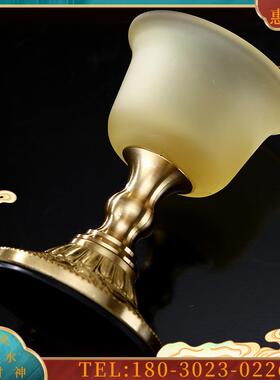 佛具供杯高脚供水杯供佛杯家用供奉财神爷酒杯铜脚琉璃供佛杯