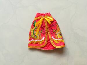 民俗绣品红色龙绣披风佛像披风神像披风龙袍神衣服小披风20cm