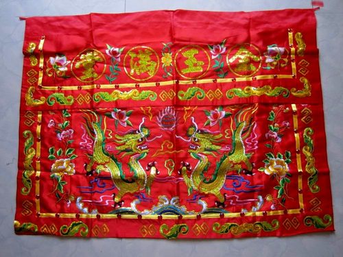刺绣桌裙双龙桌围供桌布