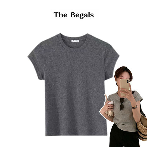 插件袖净版休闲百搭女士短袖T恤